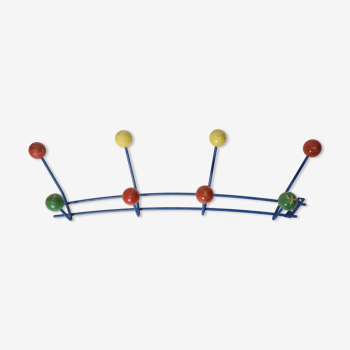 Portemanteau multicolore en bois et métal