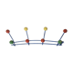 Multicolored coat rack in wood and metal