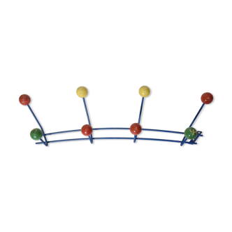 Multicolored coat rack in wood and metal