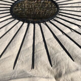 Vintage black metal sun mirror 1950