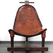 Brutalist oak lounge chair and ottoman, 1970s, set of 2