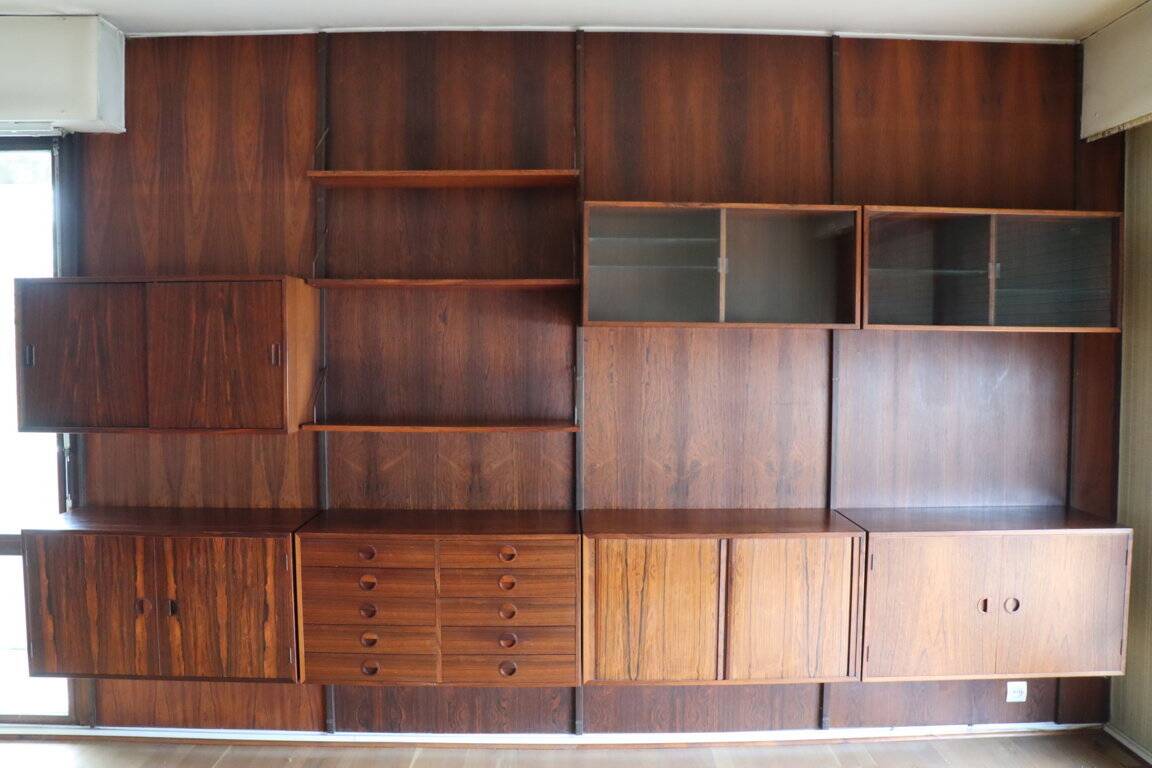 Danish wall bookcase by Thygesen and Sorensen in rosewood, 1960