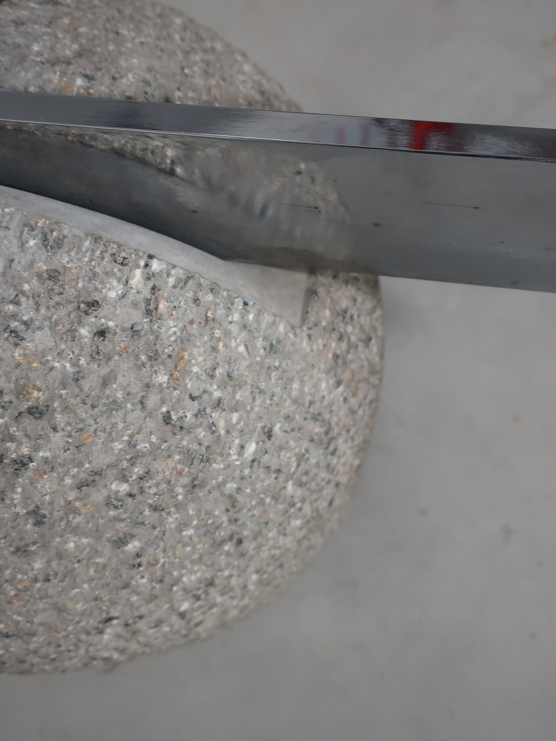 80s glass and bubbly concrete table