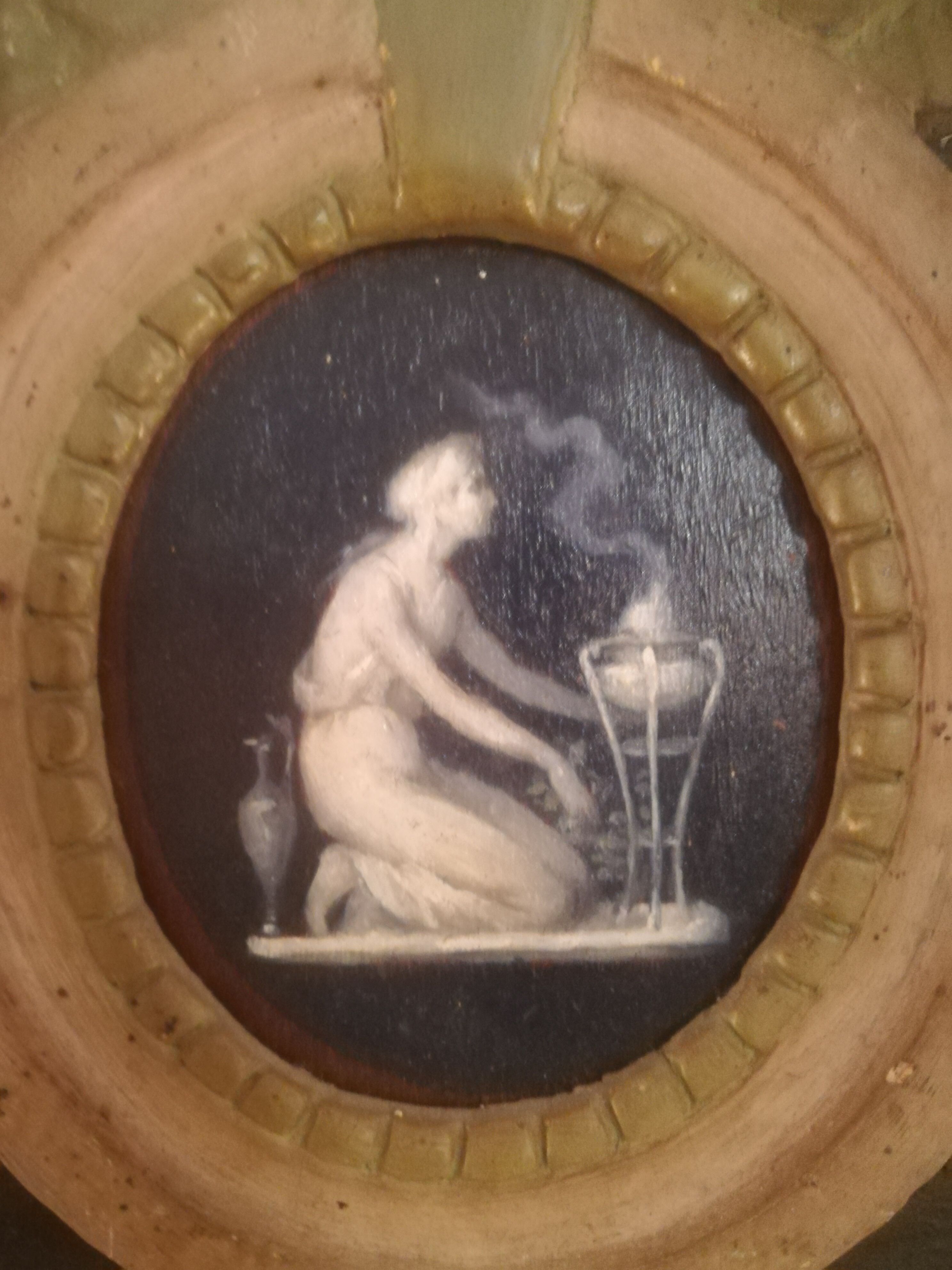 Louis XVI period mirror in patinated wood - 84x51cm