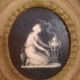 Louis XVI period mirror in patinated wood - 84x51cm