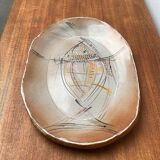 Large German ceramic plate with fish from the mid-century.