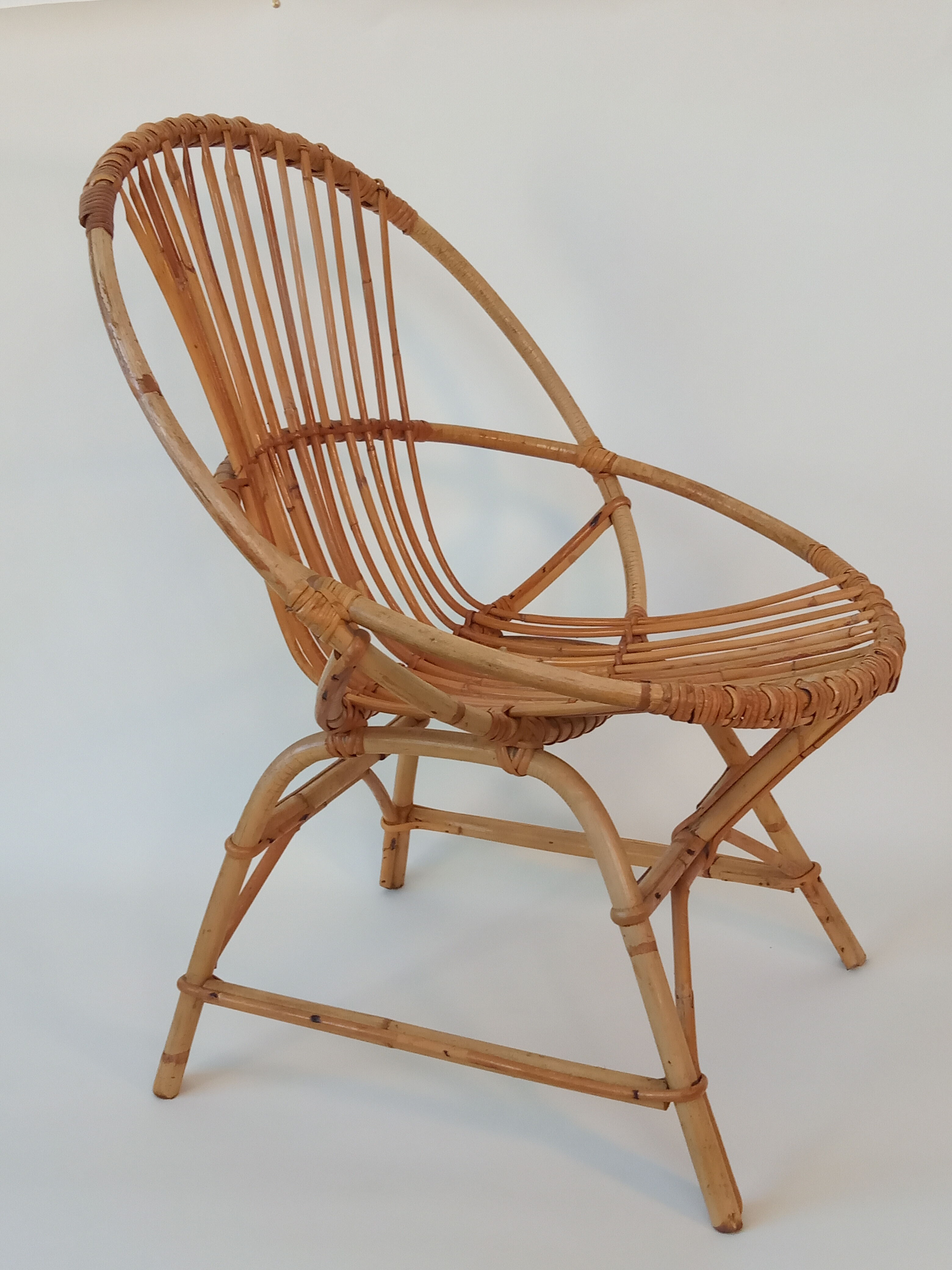 Fauteuil en rotin années 50