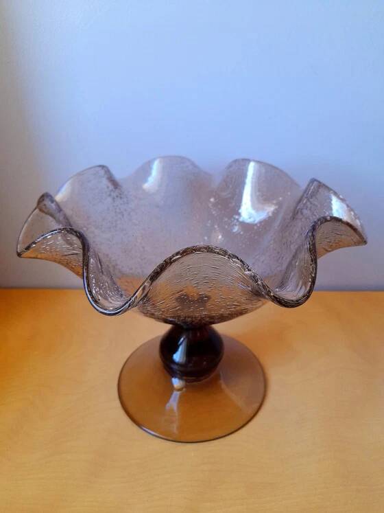 Coupe en Verre Soufflé Bullé Riom 1960