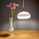 Suspension abat-jour vintage en opaline rose pâle et liserés argentés