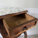 Bedside table / bedside table in veneered wood, molded and carved with foliage Louis XV style