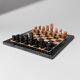 Vintage Peach-and-Black Marble Chessboard with Stone Pieces, Italian 1960s Design – Elegant Gift
