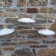Lot de 4 suspensions en opaline blanche festonnée art Deco