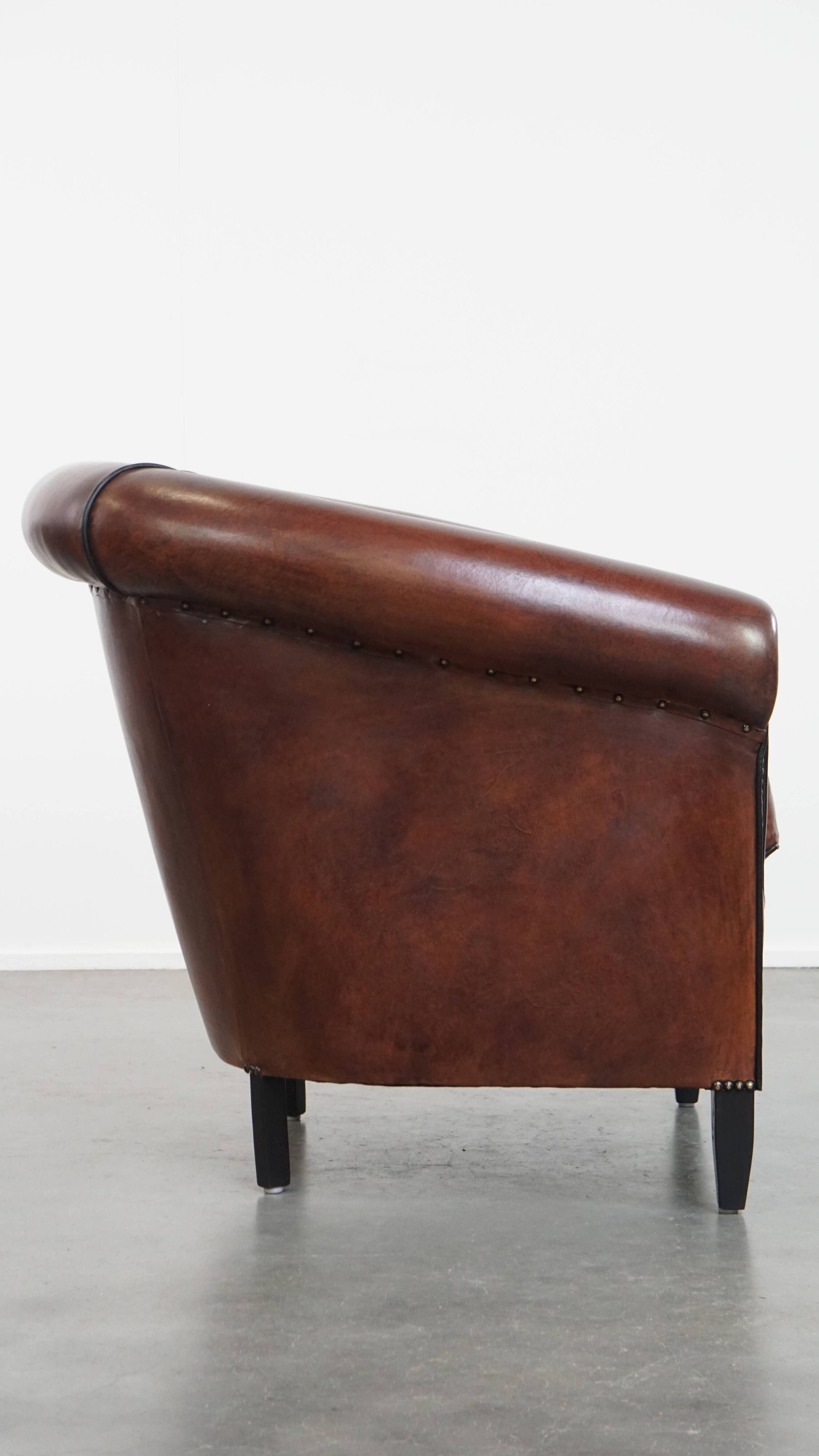 Sheepskin Leather Club Chair with Black Piping
