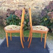 Snowshoe chairs (duo) upholstered louis XVI style of period 1920 in walnut.