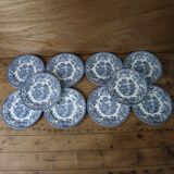 5 Tonquin and Myott English flat plates, Staffordshire blue model