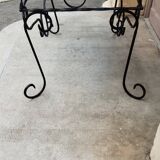 Table basse en fer forgé avec plateau en marbre noir