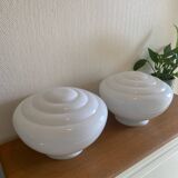 Pair of Art Deco opaline glass lampshades
