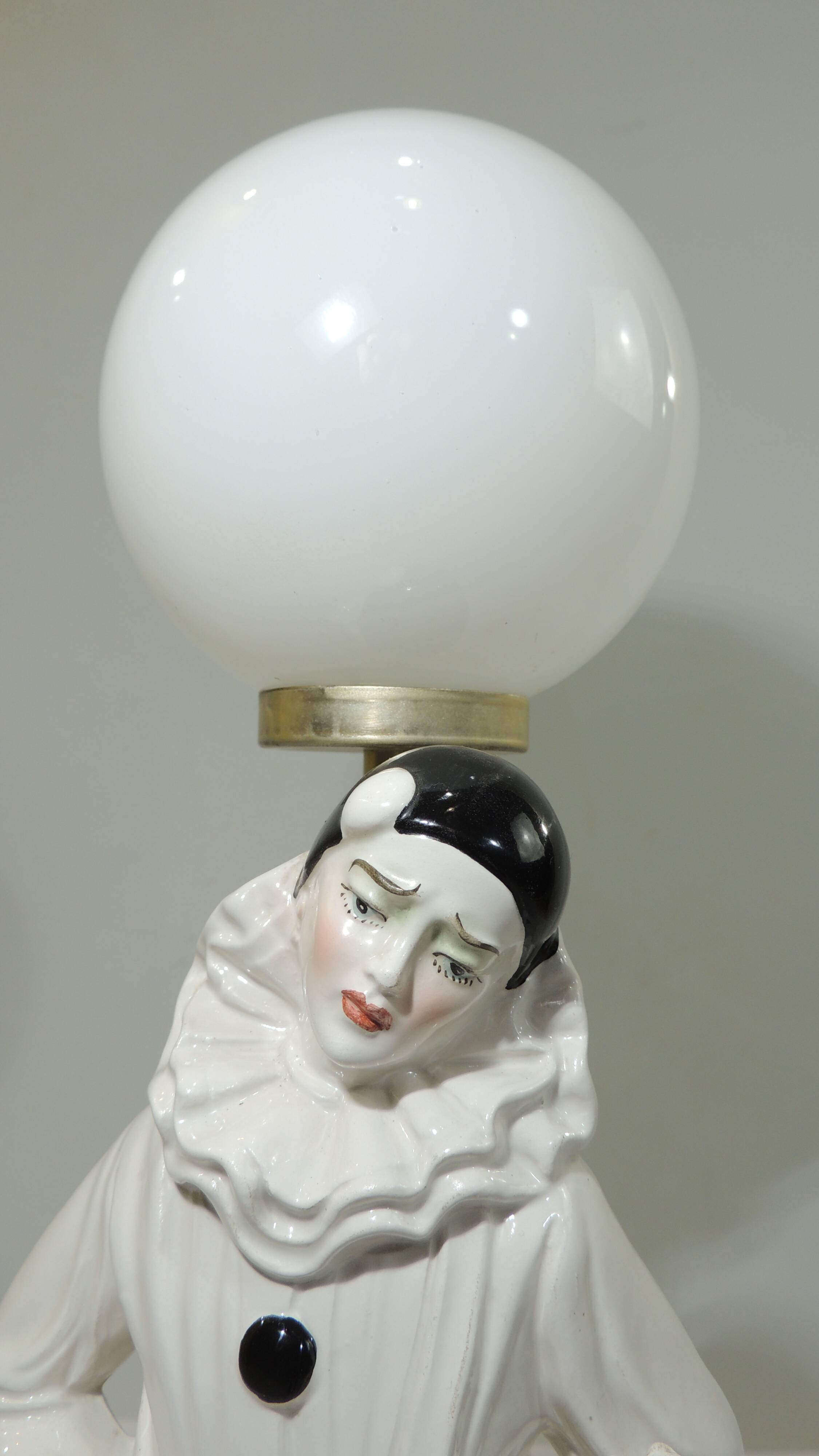 White ceramic lamp Pierrot/harlequin/1960/vintage