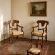 Paire de fauteuils Directoire anciens en merisier et tissu XVIII-XIX siècle