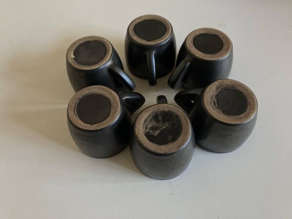 Set de 6 tasses de potier mid century en terre vernissée, 1960