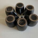Set of 6 mid-century modern glazed earthenware cups, 1960s