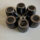 Set of 6 mid-century pottery mugs in glazed earthenware, 1960.