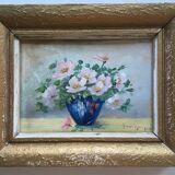 Set of 2 paintings bouquets of flowers with golden frame (signed Morgan)