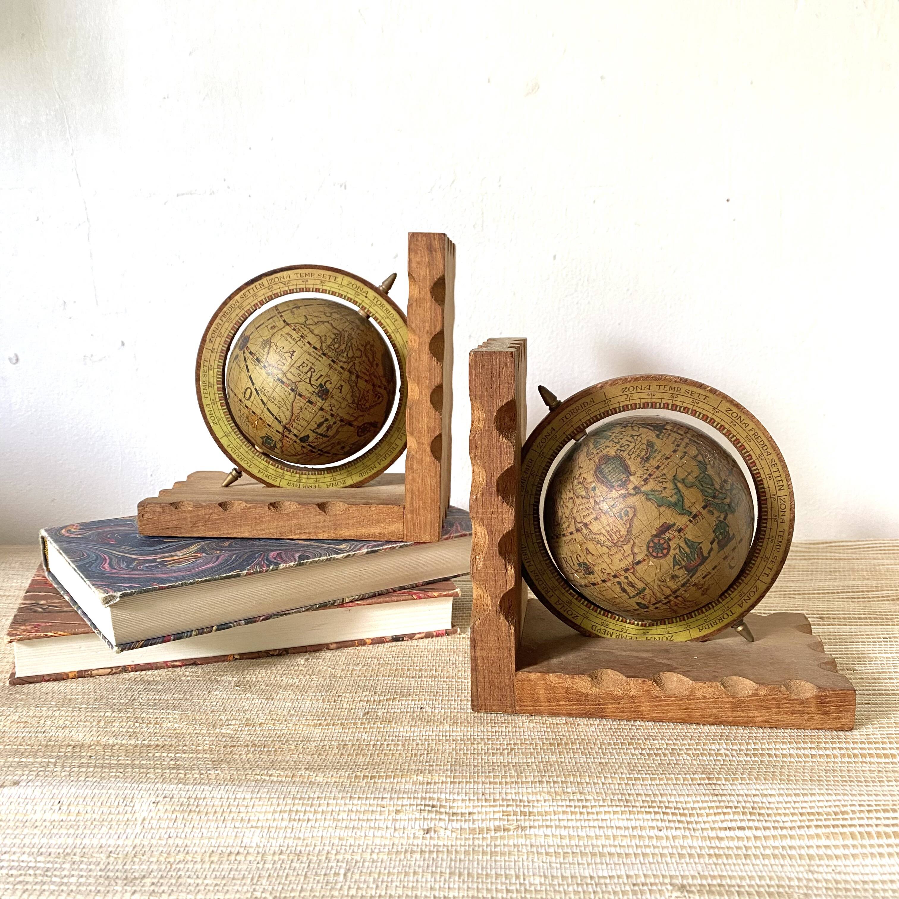 Vintage globe bookends