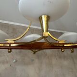 Vintage brass and opaline chandelier