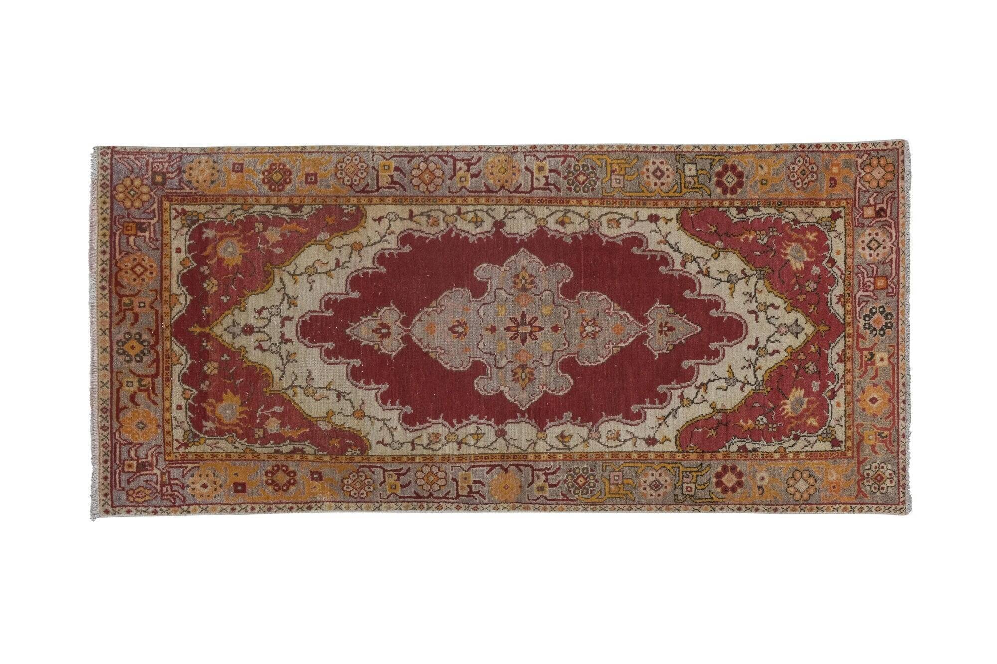Tapis Oushak turc vintage 103x224 cm