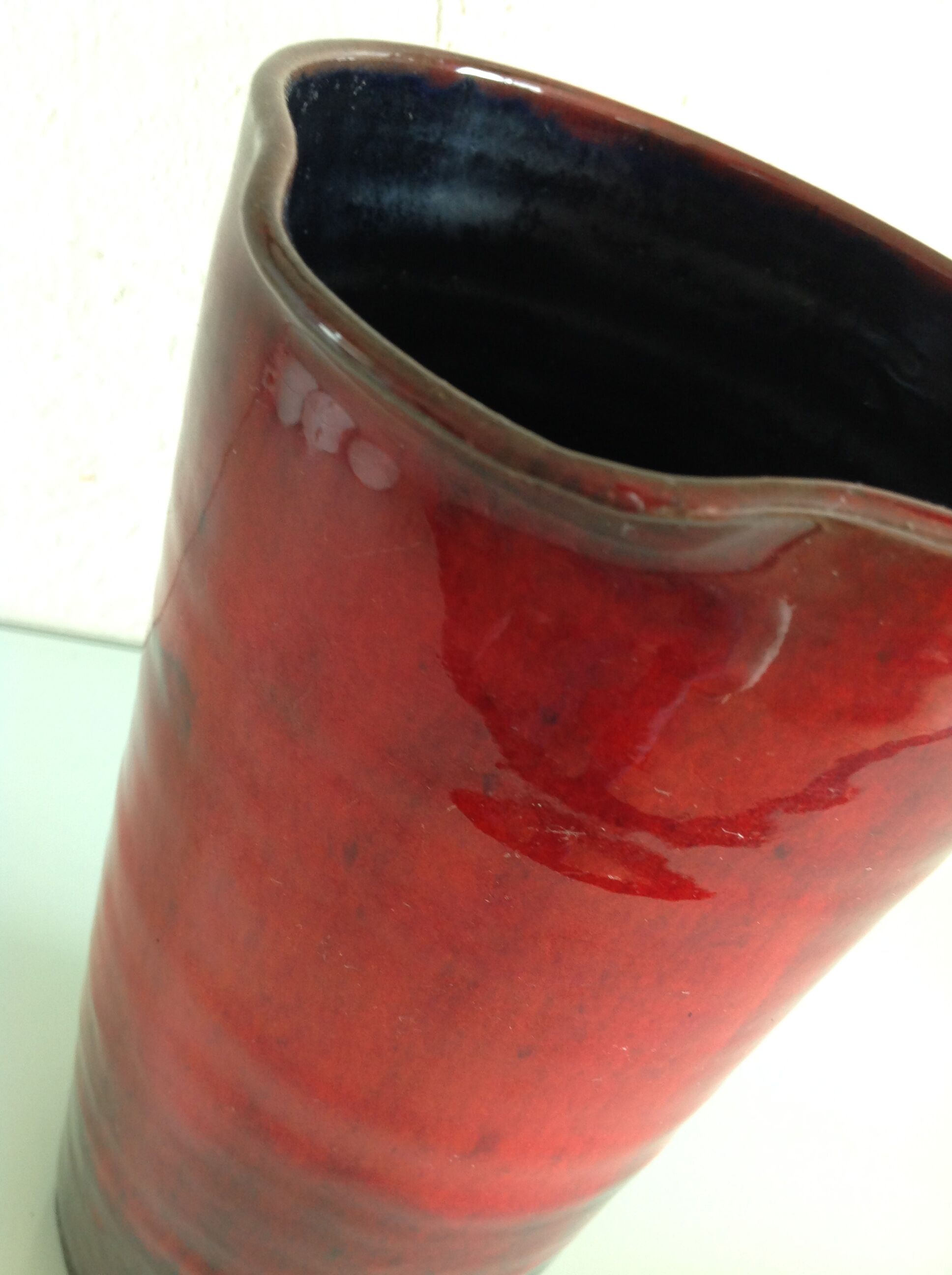 Pitcher in glazed red ceramic / vintag 60s-70s