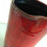 Pitcher in glazed red ceramic / vintag 60s-70s