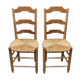 Paire de chaises paillées vintage en merisier