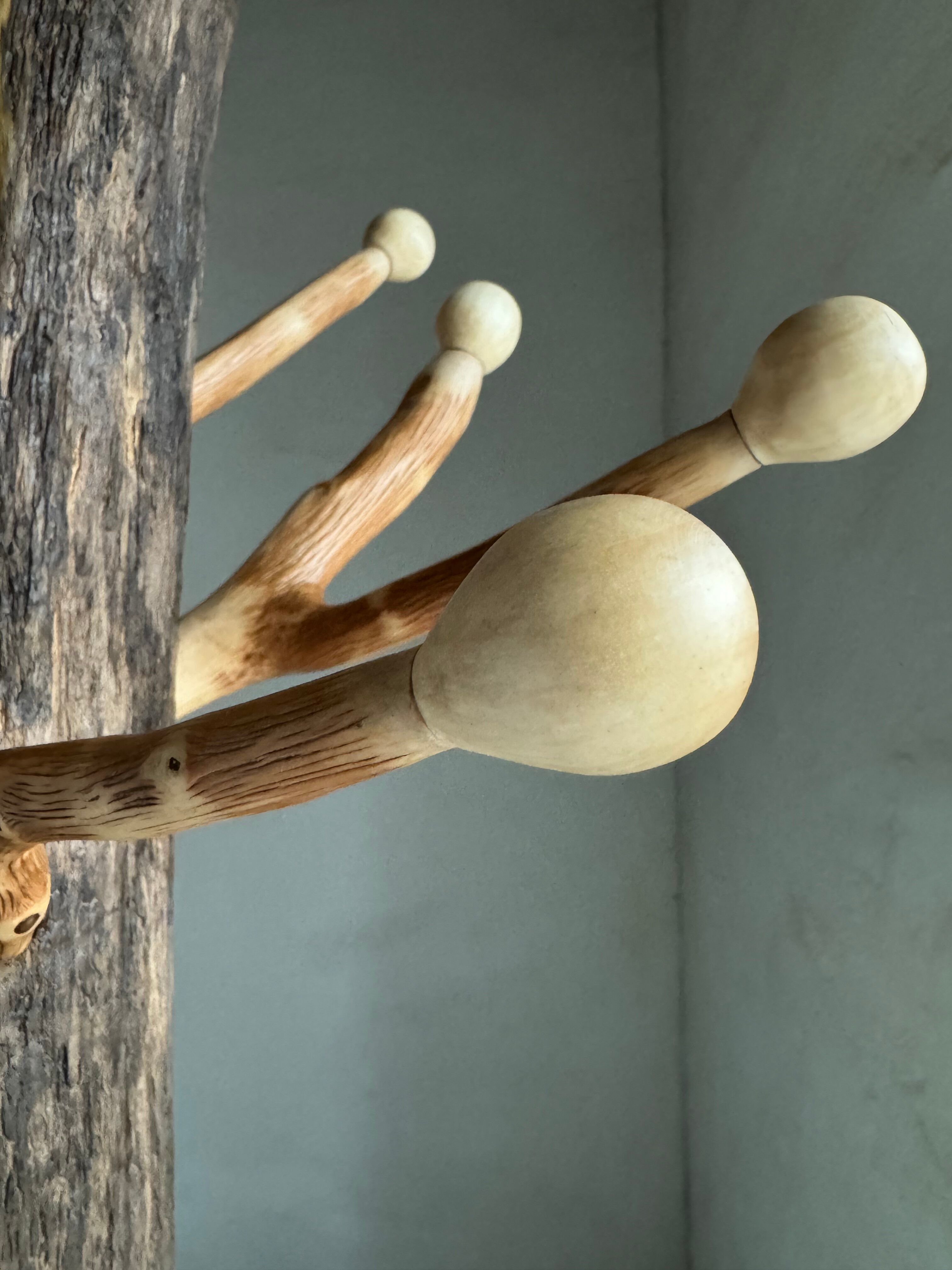 Standing Coat Rack with Hazel Branch Hooks