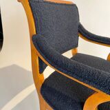 Biedermeier Armchair, Solid Beech, Black Boucle, South Germany circa 1830