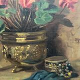 Huile sur panneau, Nature morte aux fleurs