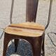 Set of 4 metal chairs with teak seat