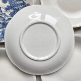 5 vintage Gien earthenware plates from France, mismatched, vintage blue pattern