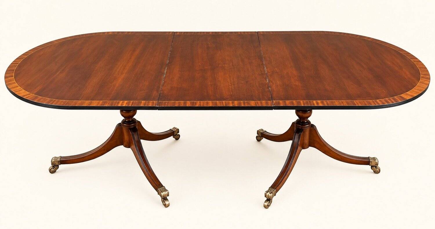 Large Extendable English Table Mahogany Regency Style Claw Feet Brass