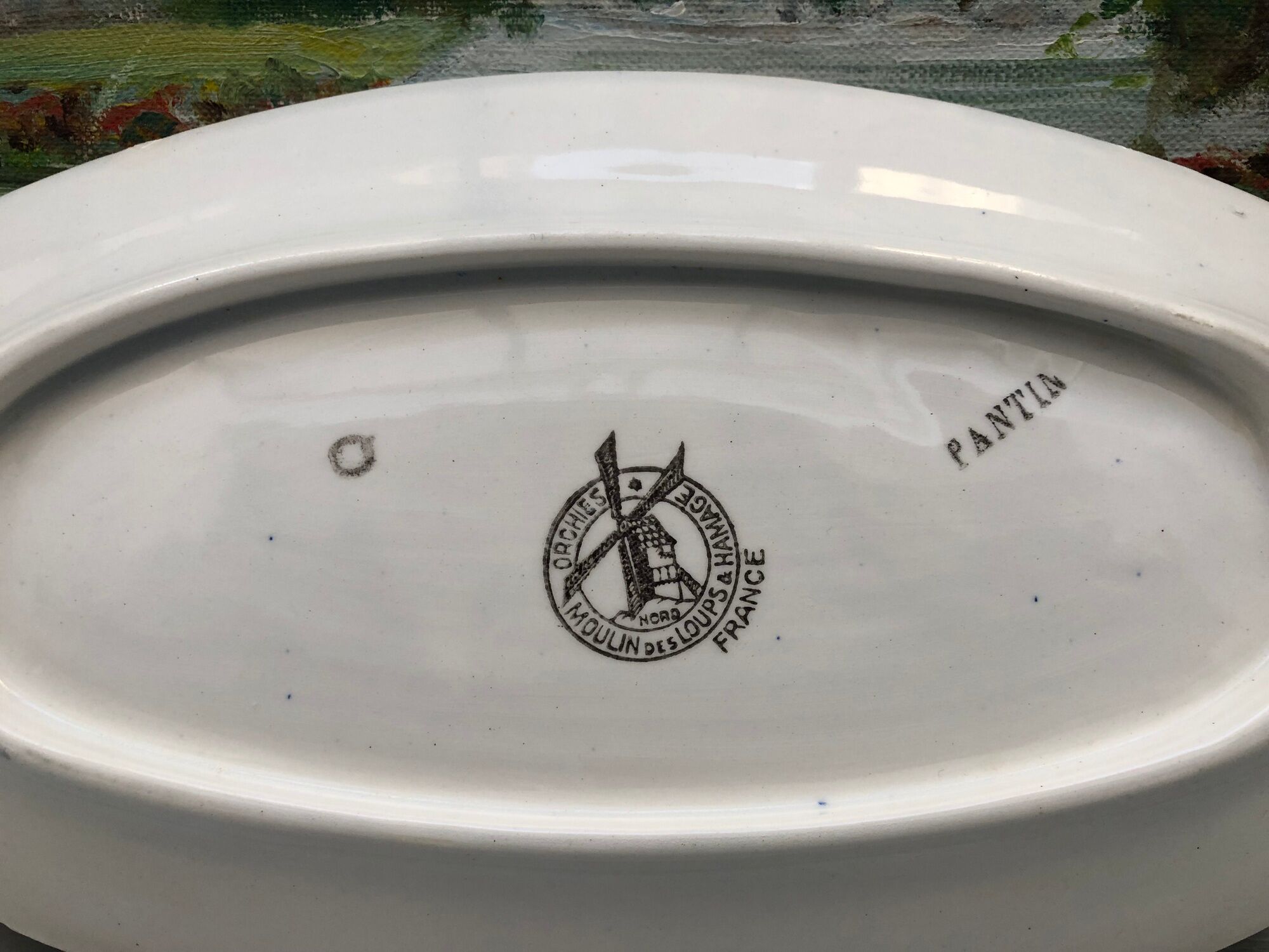 Ravier dish signed Moulin des loups Hamage Orchies Nord France model Pantin