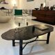 French wrought iron and slate coffee table
