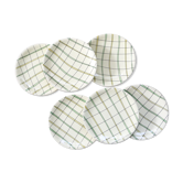 Set de 6 assiettes plates Salins motif Yves vintage français