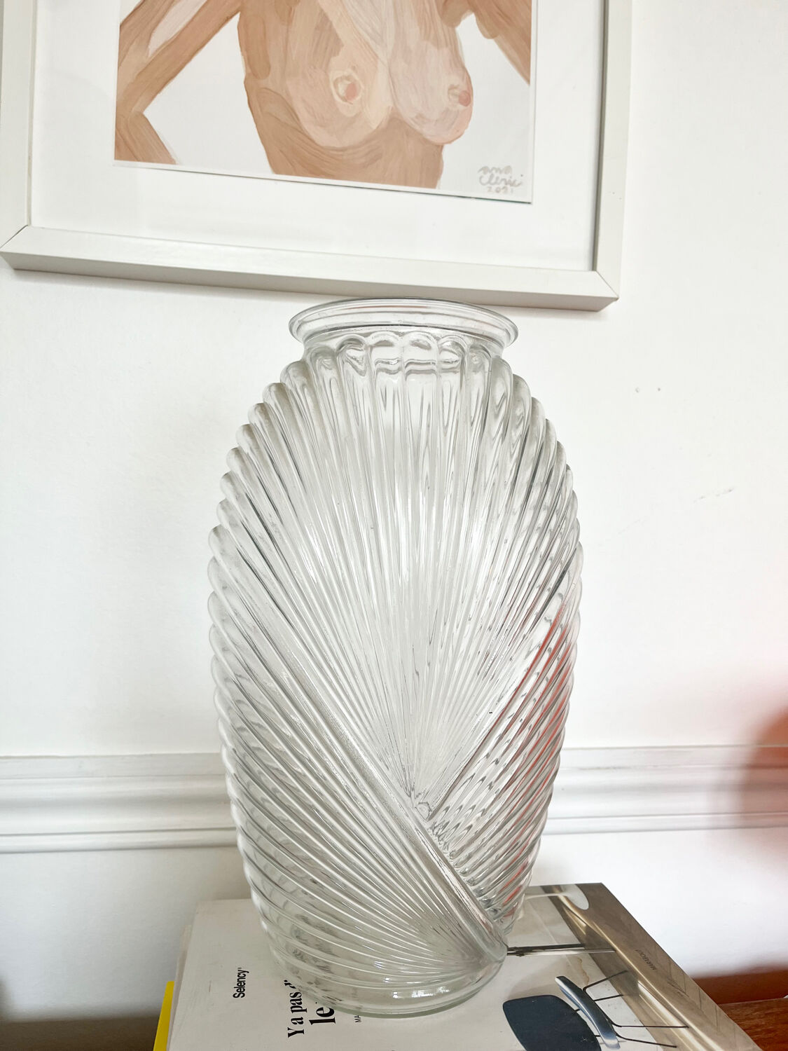 Vintage draped glass vase
