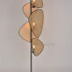 3-light floor lamp in natural cane and black metal 179x50 cm