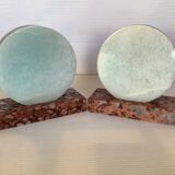 Pair of art deco marble bookends