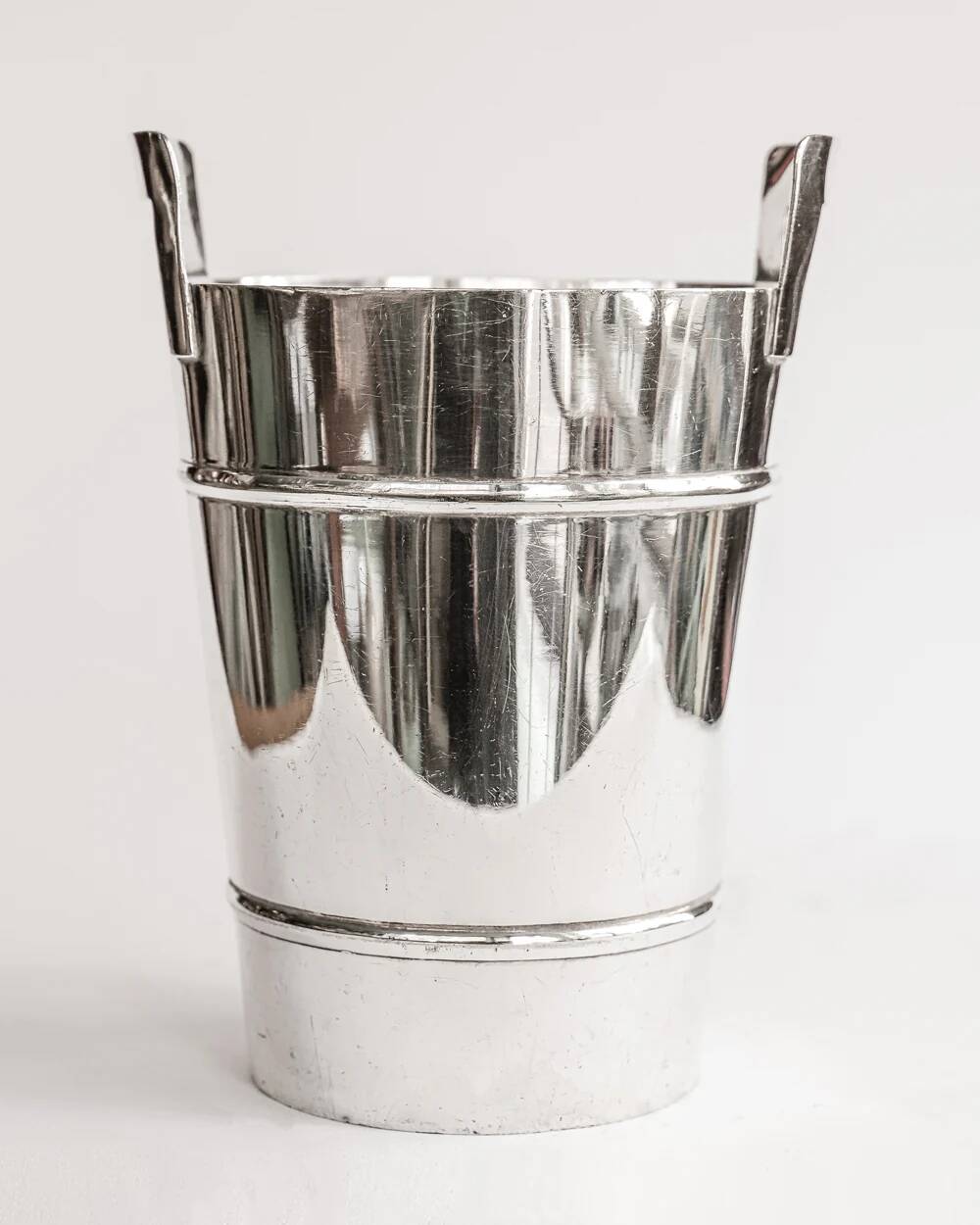 Mid-century modern silver plated champagne cooler and ice bucket