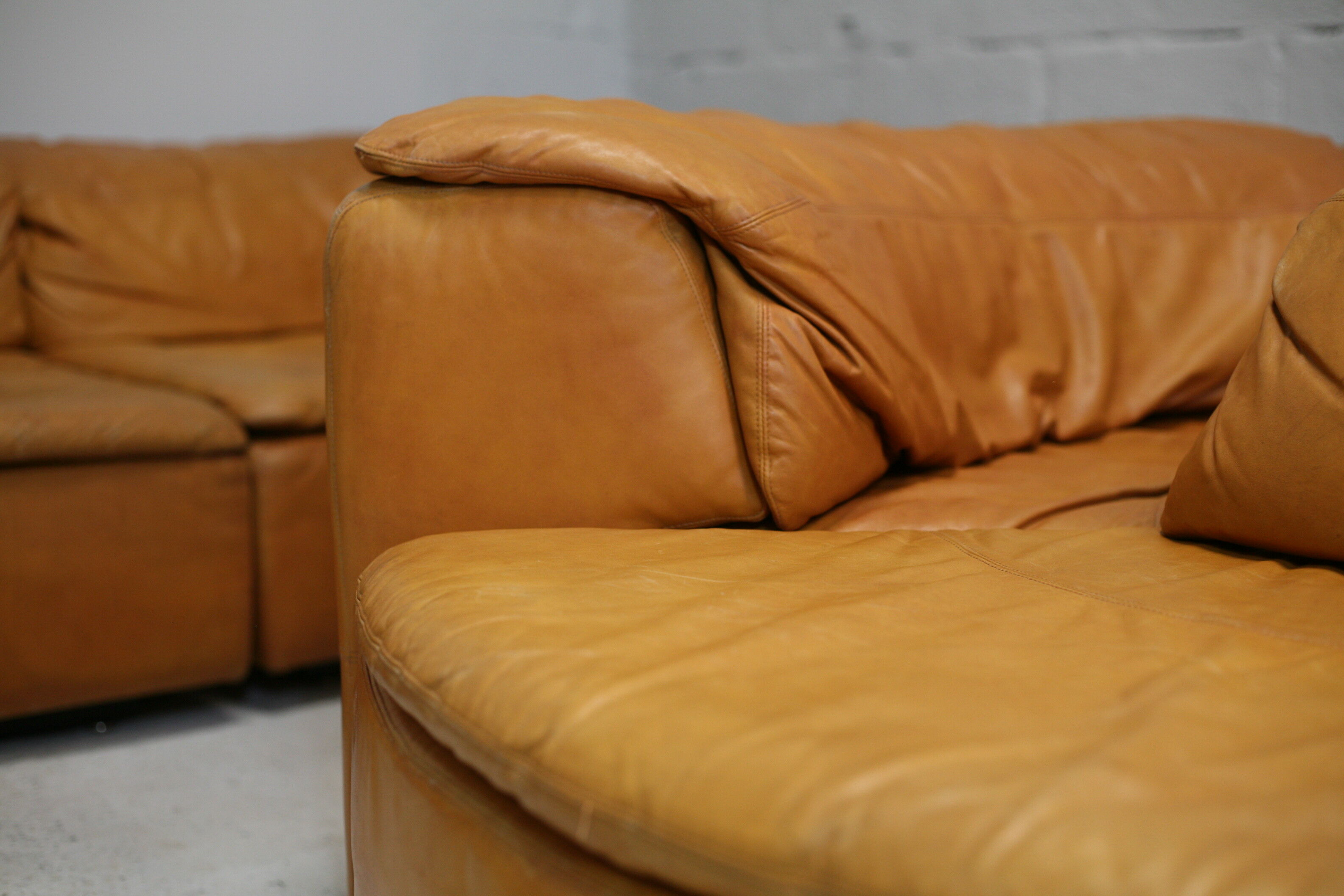Leather modular sofa, 7 elements, 70s