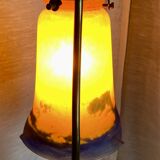 Art Nouveau bronze and glass paste lamp