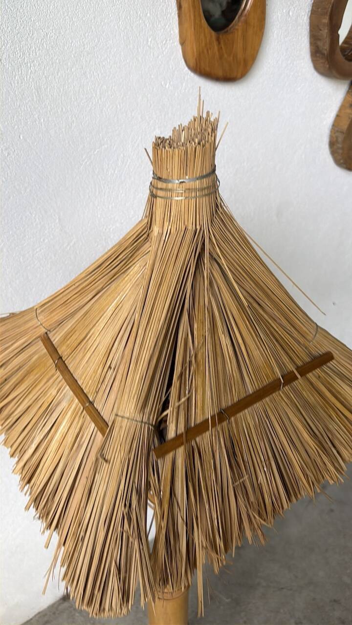 Bamboo and straw floor lamp 1980