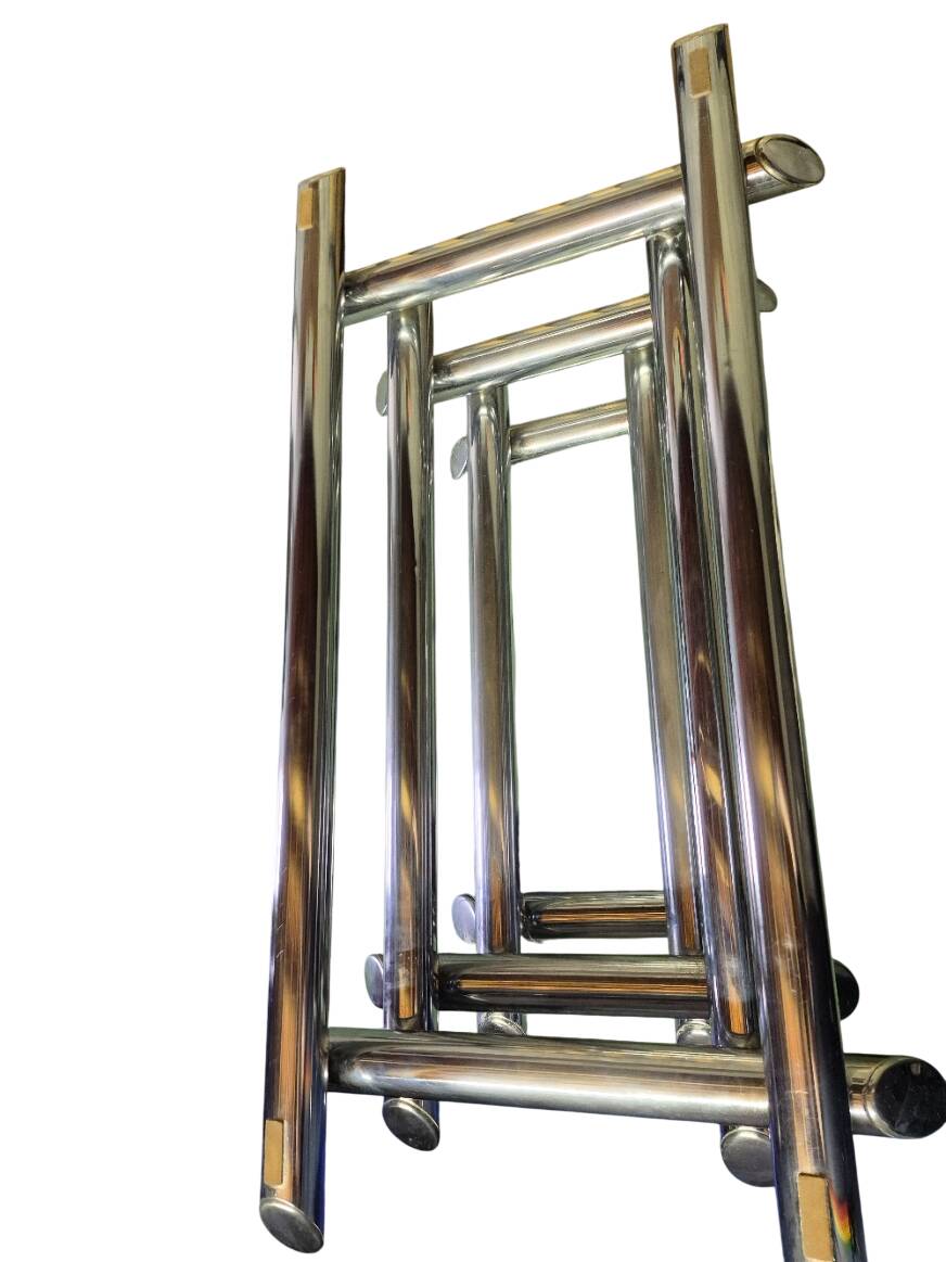 Willy Rizzo table 1970 chrome metal and glass